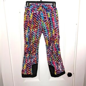 Sunice girls snow pants rainbow color confetti print